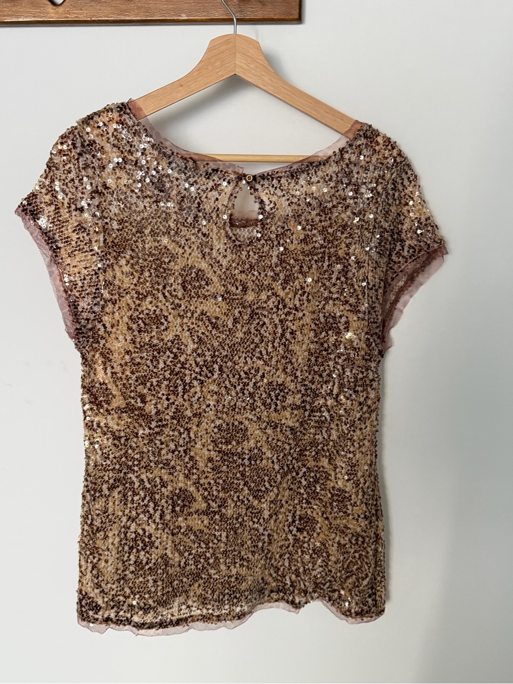 INC International Concepts Gold Sequin Short Sleeve Top - Picture 5 of 5